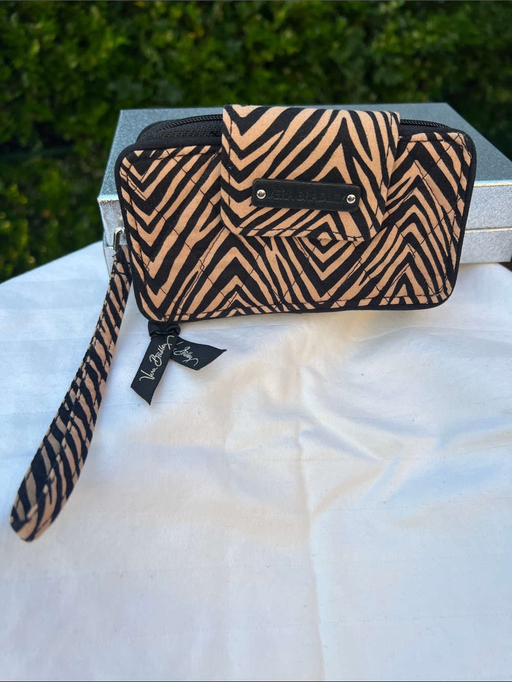 Vera Bradley Zebra Stripe Wristlet - Tan & Black